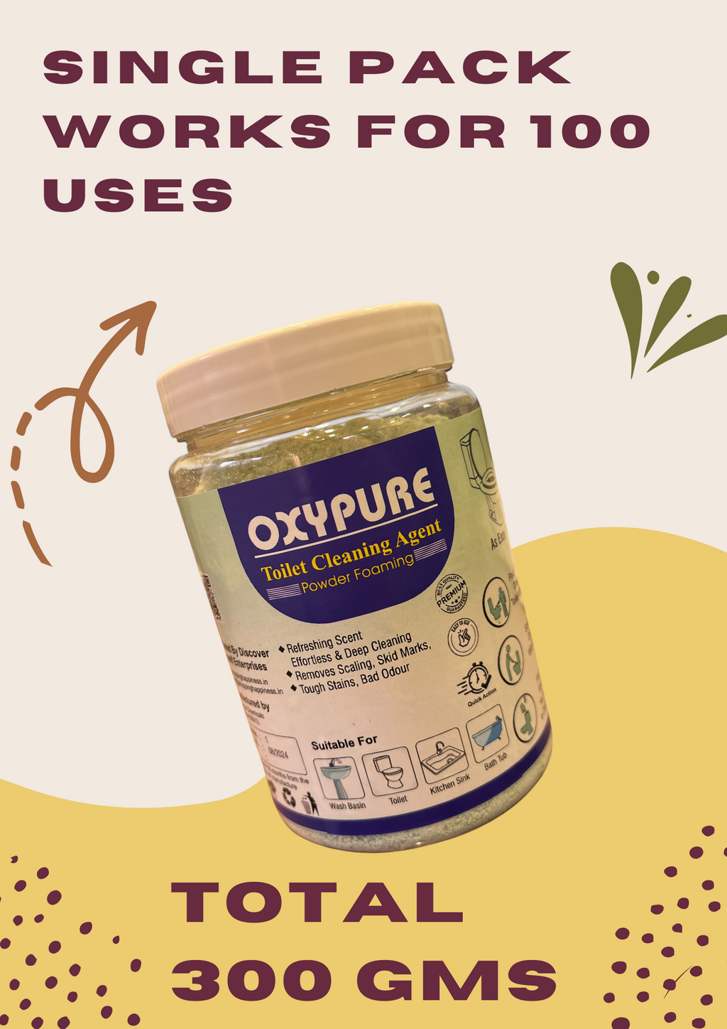 OxyClean Toilet Cleaning Agent - 100 % Original Product ( BUY 1 GET 1 FREE )