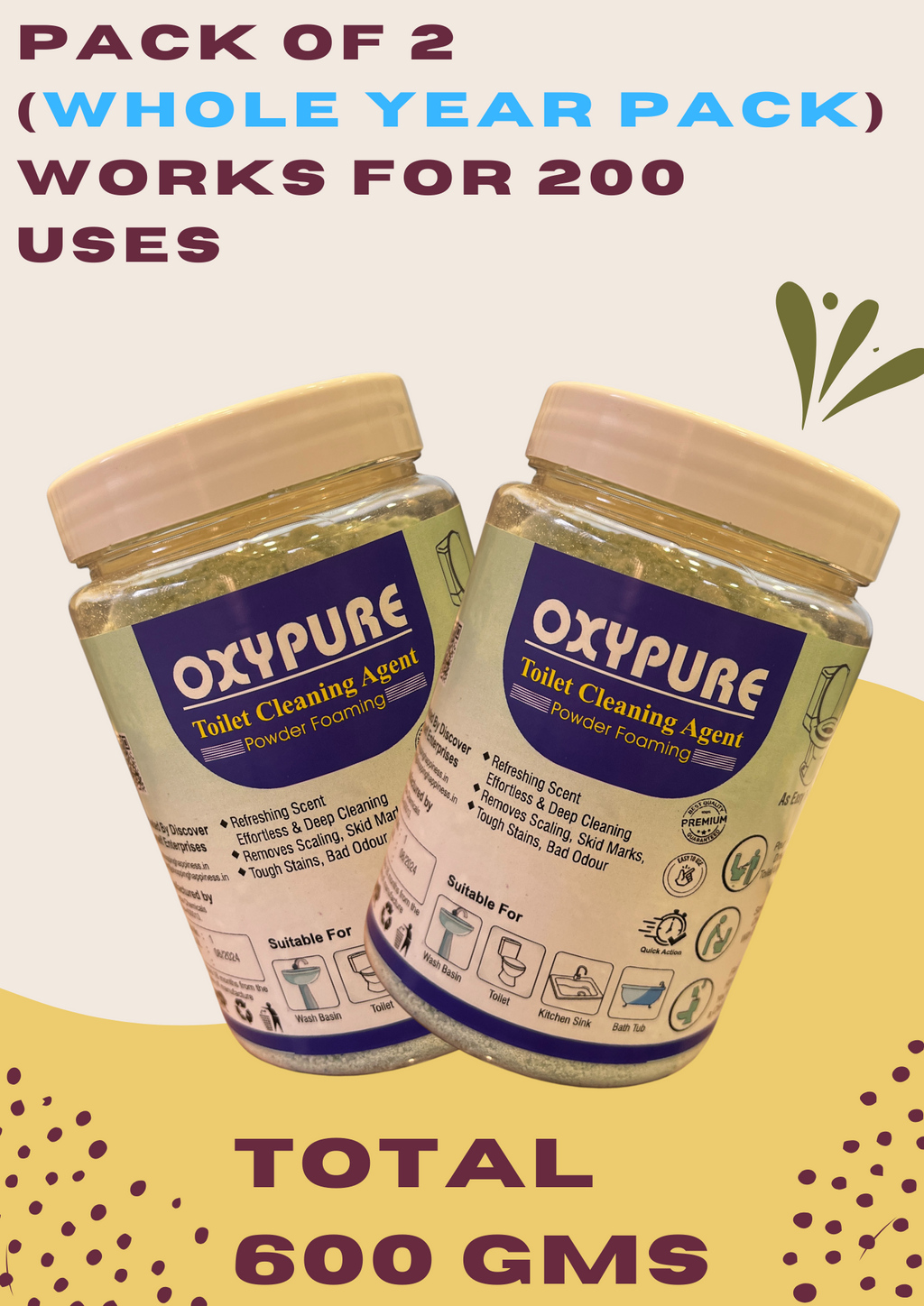 OxyClean Toilet Cleaning Agent - 100 % Original Product ( BUY 1 GET 1 FREE )