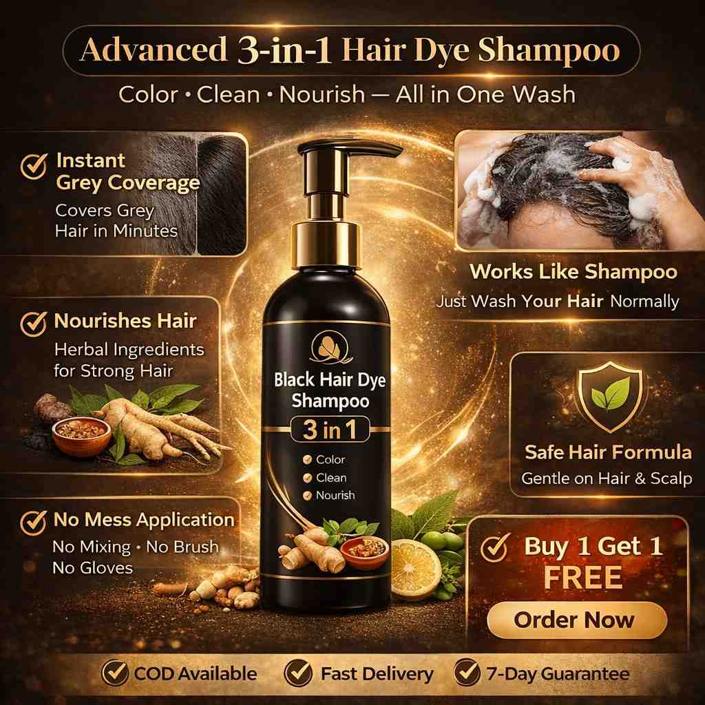 5-Minute Instant Black Hair Dye Shampoo – Herbal 3-in-1 Grey Coverage (Buy 1 Get 1)