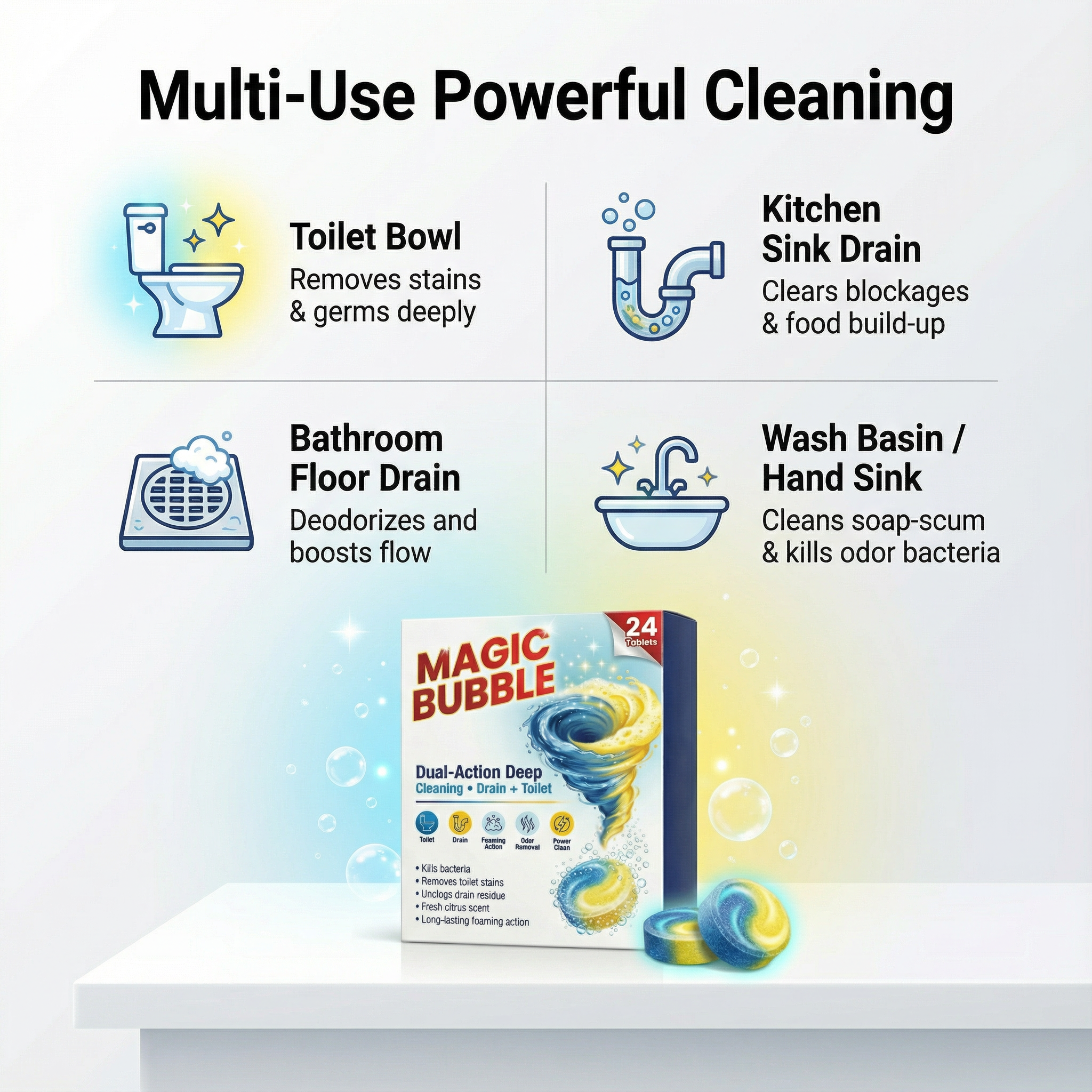 Magic Bubble Dual Action Tablets [ BUY 1 GET 1 FREE ]
